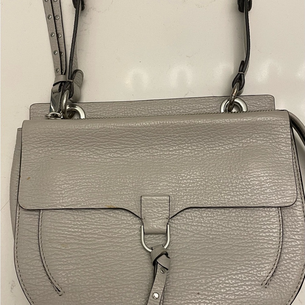 Rebecca Minkoff Gray Crossbody Bag with Textured Leather and Adjustable Strap